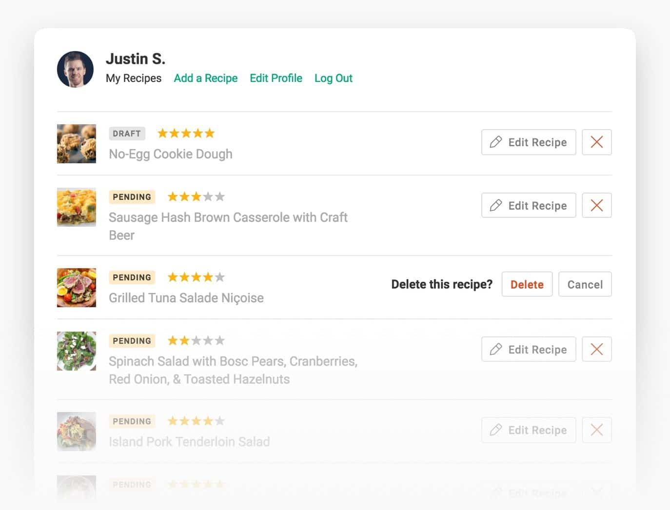 Recipe Plugin for WordPress - User profiles.